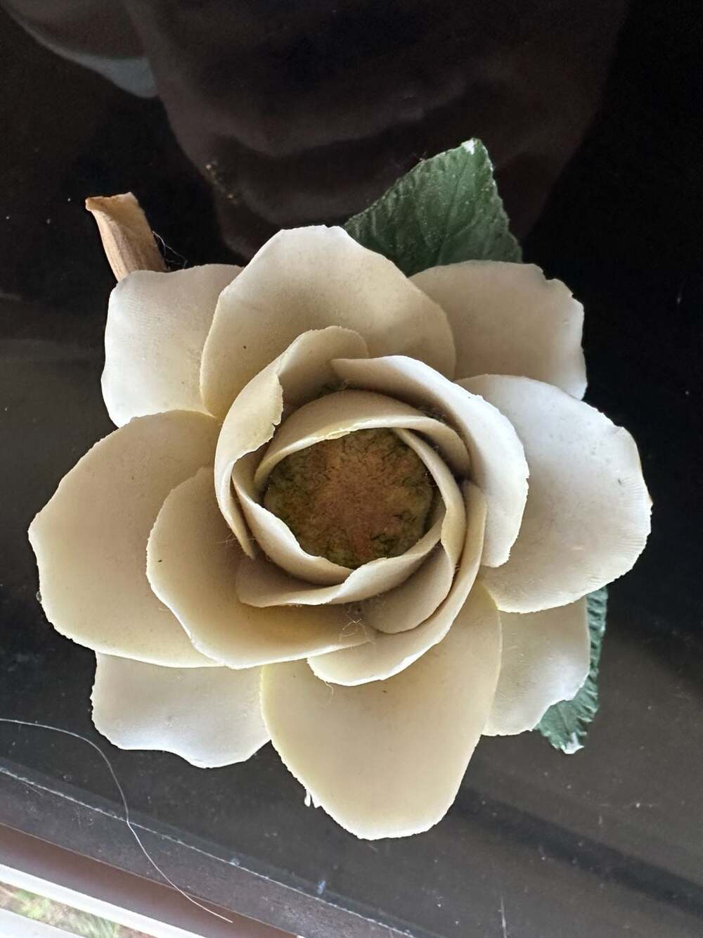 Vintage Italian Capodimonte Porcelain White Rose Figurine
